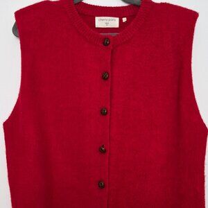 Cherry Paris Red Cardigan/Sleeveless Vest, size M/L